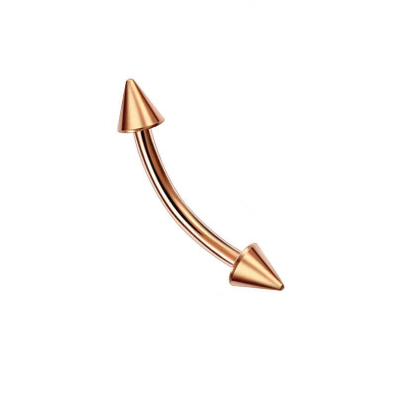Stainless Steel Double-Headed Curved Banana Bar Eyebrow Piercing with Cone Stud