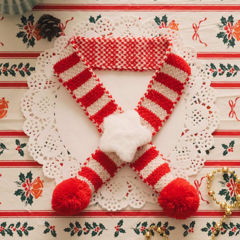 

[Pet] Christmas Knit Scarf Red