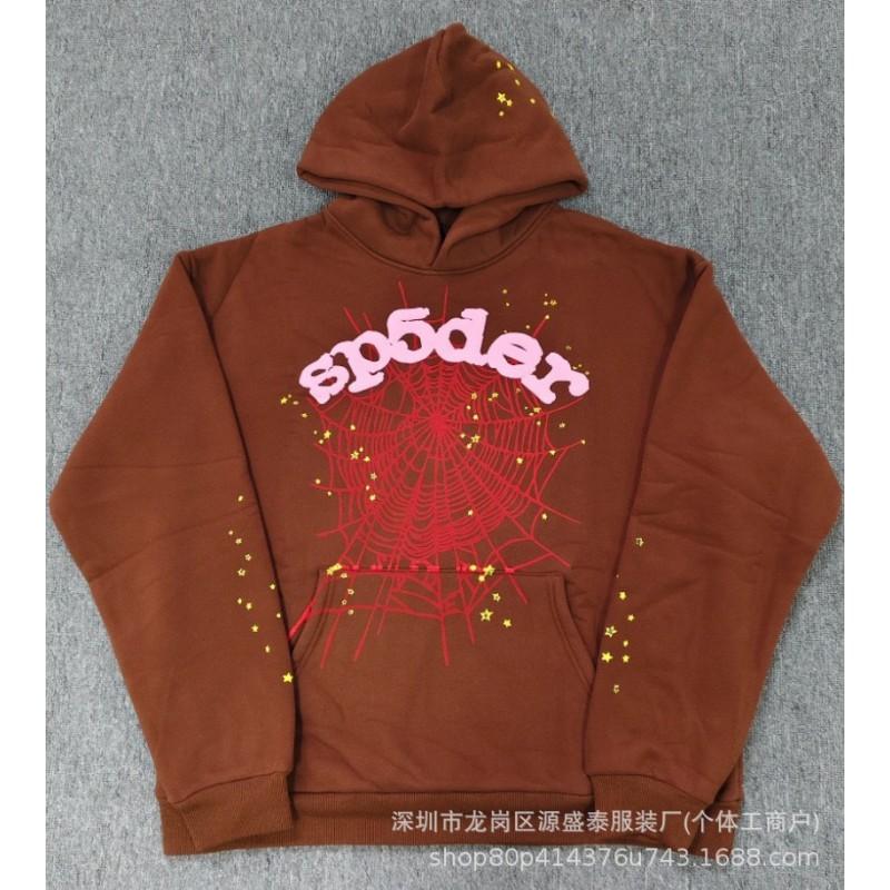 Sp1der Rapper YoungThug Same Foam Letter 555555 Couple Hoodie Pink Sweatshirt