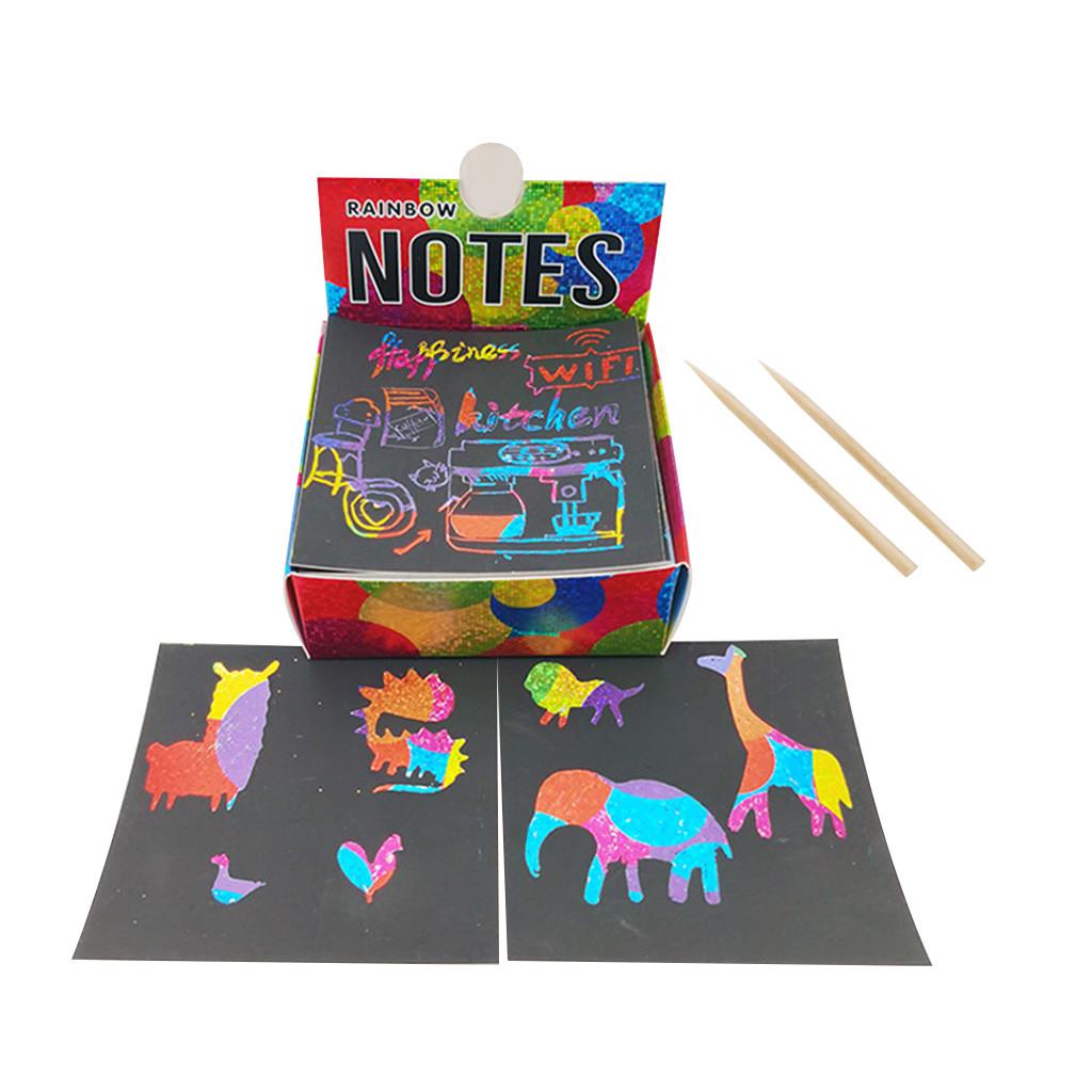 Scratch Notes Set Scratch Doodle Art With 100   Paper,2 Pen