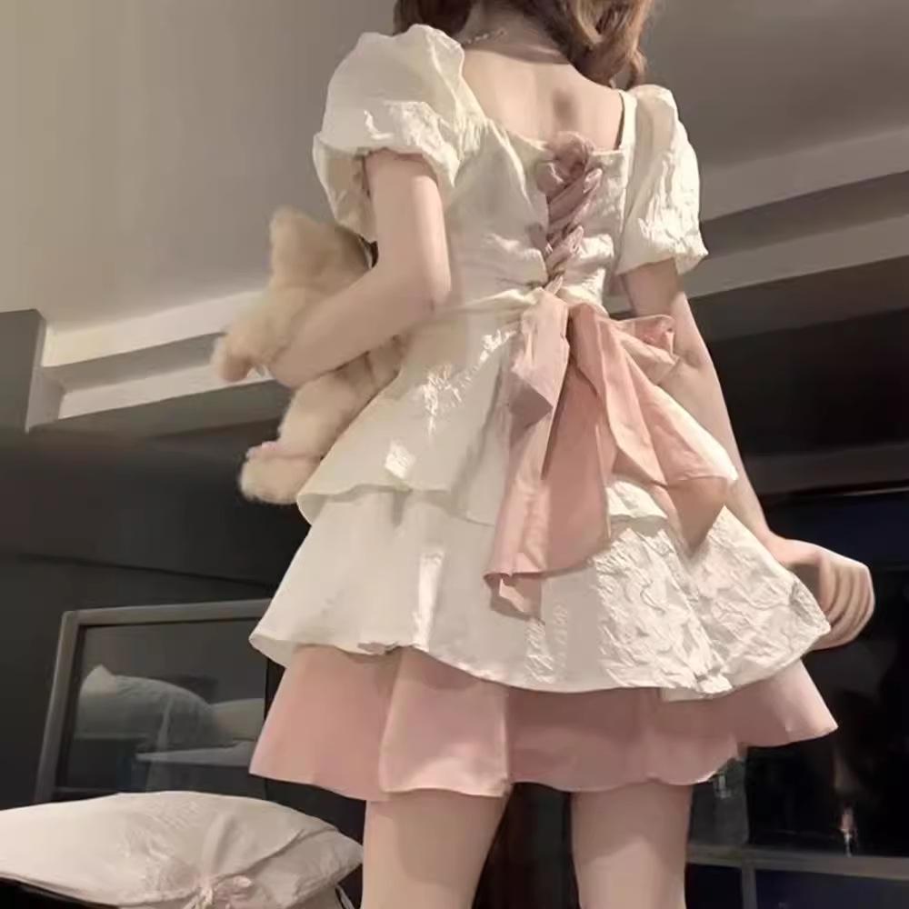 Fugitive Princess Puff Sleeve Summer Dress: High-End French Style Petite Skirt