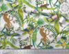 Soimoi Japan Crepe Satin Fabric Branches,Parrot & Leopard Jungle Print Fabric by the metre 42 Inch