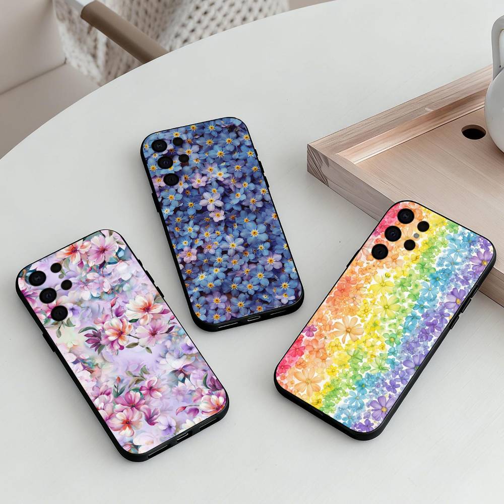 F-Flowers A-art Phone Case For Samsung S25,S24,S21,S22,S23,S30,Ultra,S20,Plus,Others Soft Black Cover