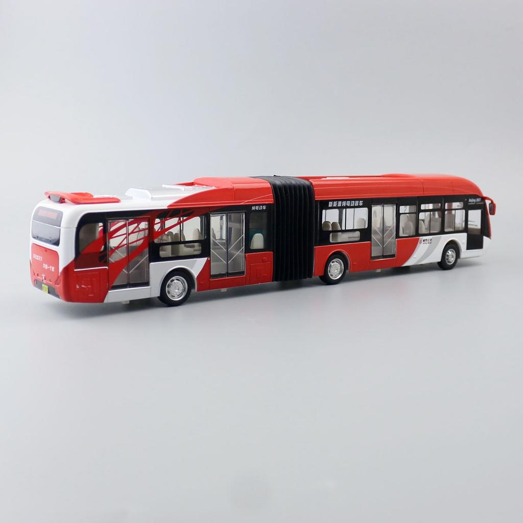1/32 Articolato Doppia Sezione Autobus Giocattolo Auto Diecast Modello Pull Back Porte Apribili Suono e Luce Collezione Regalo Bambino Ragazzo