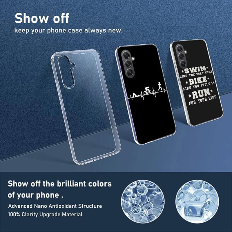 Triathlon Swim Bike Run Phone Case For Samsung A70 A50S A40 A30 A20E A16 A26 A36 A56 A17 Galaxy Note 20 10 9 8 A71 A51 A41 A31 A