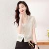 Sanpowa Women's Ice Silk Knit Short Sleeve Cardigan