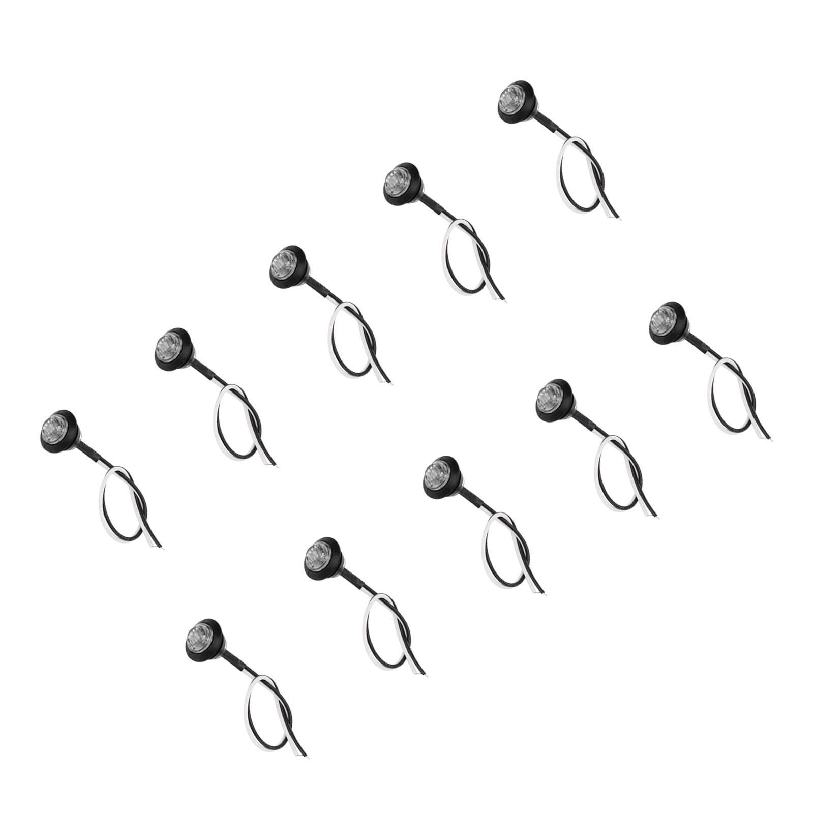 

10pcs Side Marker Light 3LED IP68 Waterproof Round Clearance Indicator Taillight Universal for Truck Car RVWhite Light