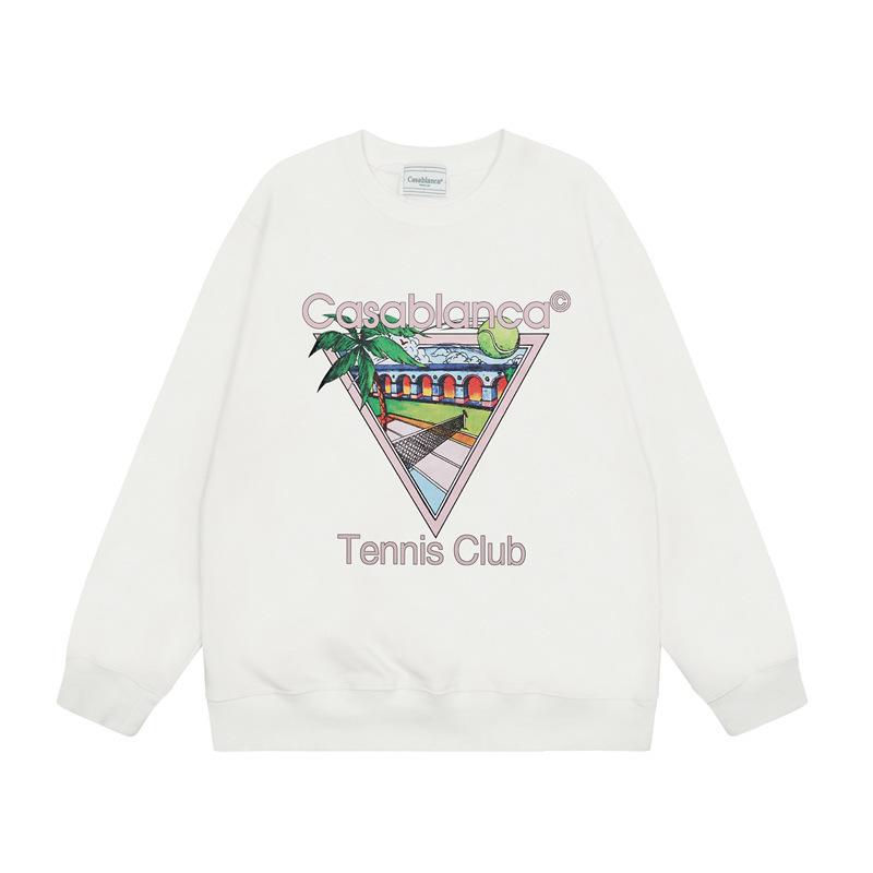 American Trendy Brand Casablanca Crew Neck Sweater Hoodie Men's Couple Ins Autumn and Winter Thickened Long-sleeved Women's T