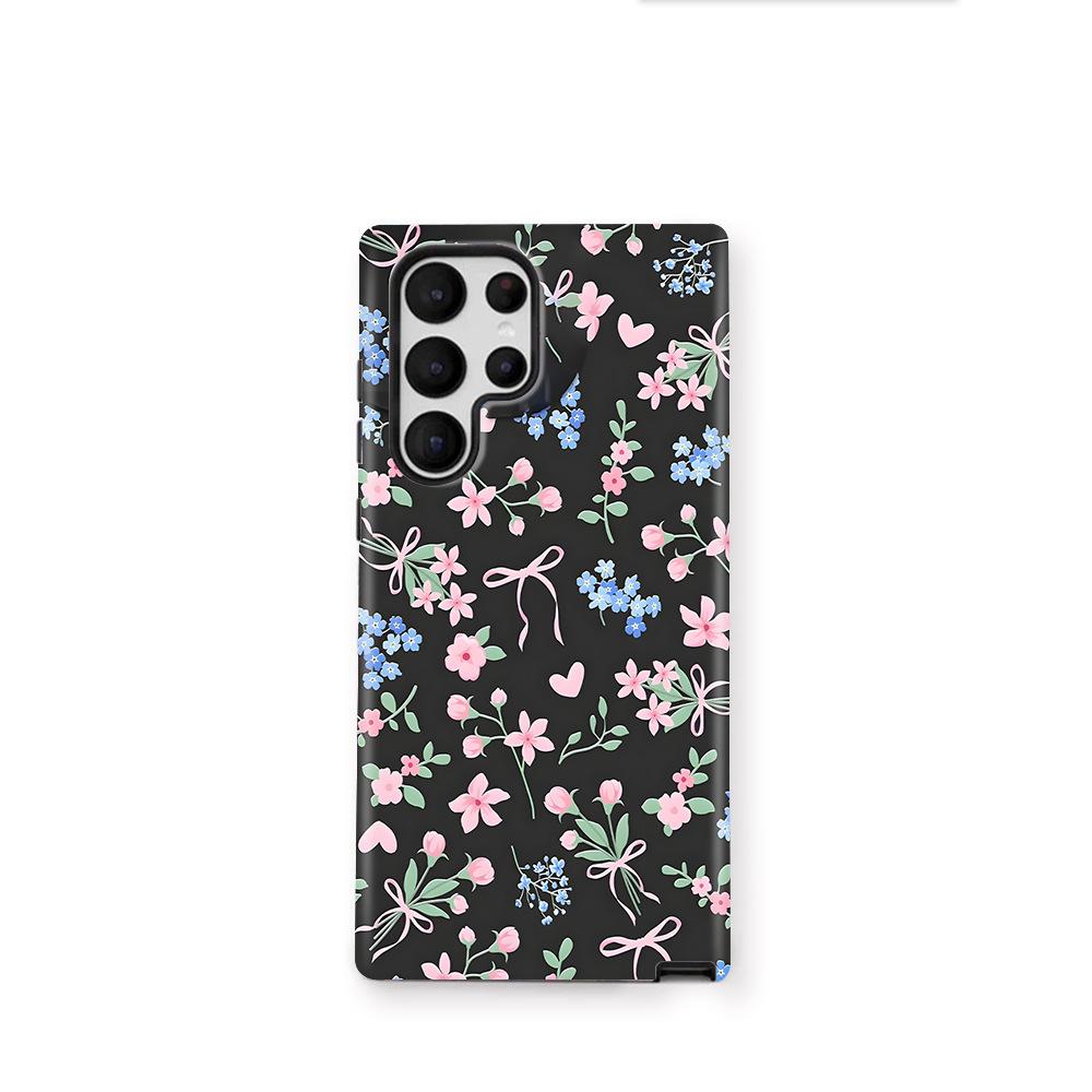 Korean floral bow Samsung S26Ultra mobile phone case ins wind two-in-one film case S24 anti-drop women's model