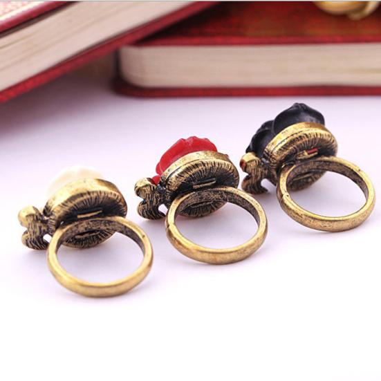Ring Rose Leaf Elegant Vintage Women Rhinestone Ring for Dating