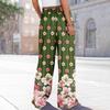 Dames zomer boho palazzo broek met hoge taille, wijde pijpen en bloemenprint, casual broek met zakken