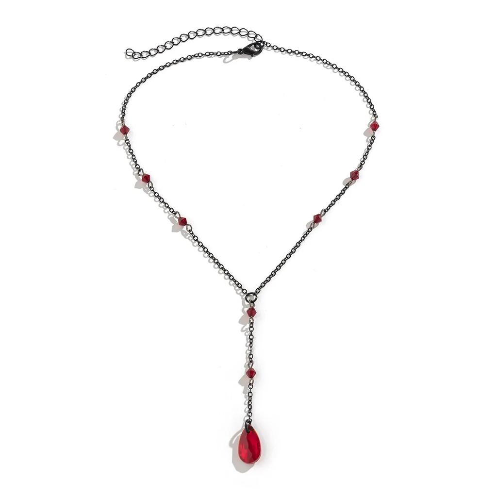 Blood Drops Stainless Steel Necklaces Neck Jewelry Simulation Necklace Women Aesthetic Metal Woman Trend 2024 Tassel Women's the