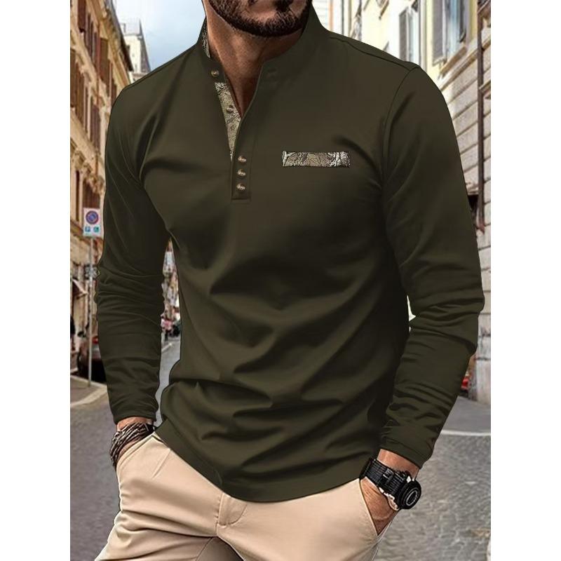 Fashionable Men's Sweatshirt: Casual, Sporty, Comfortable with Small Stand Collar Long-Sleeved Top