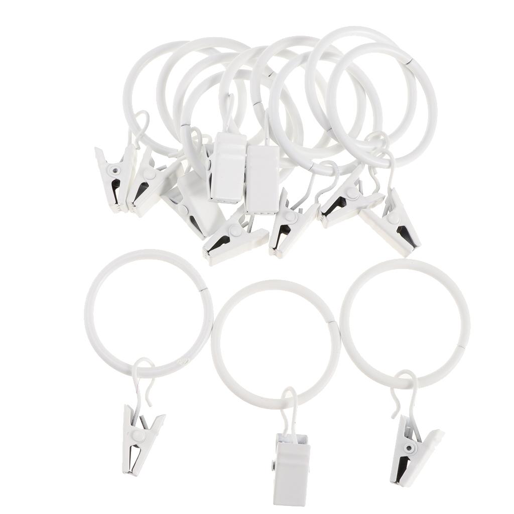 Curtain Rod Rings with Clips Iron Heavy-duty Curtain Ring Hook for Window Support Bar Curtains Rail Holder