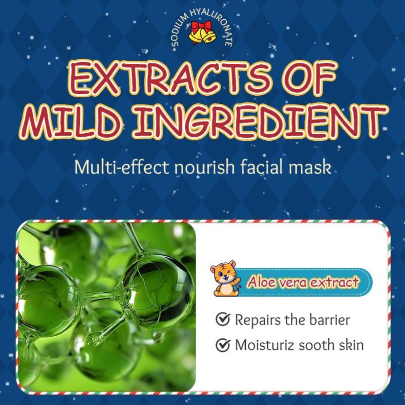 3pcs Christmas Mask 25g Tablets Hyaluronic Acid Emollient Hydrating Moisturizing Mask Manufacturer