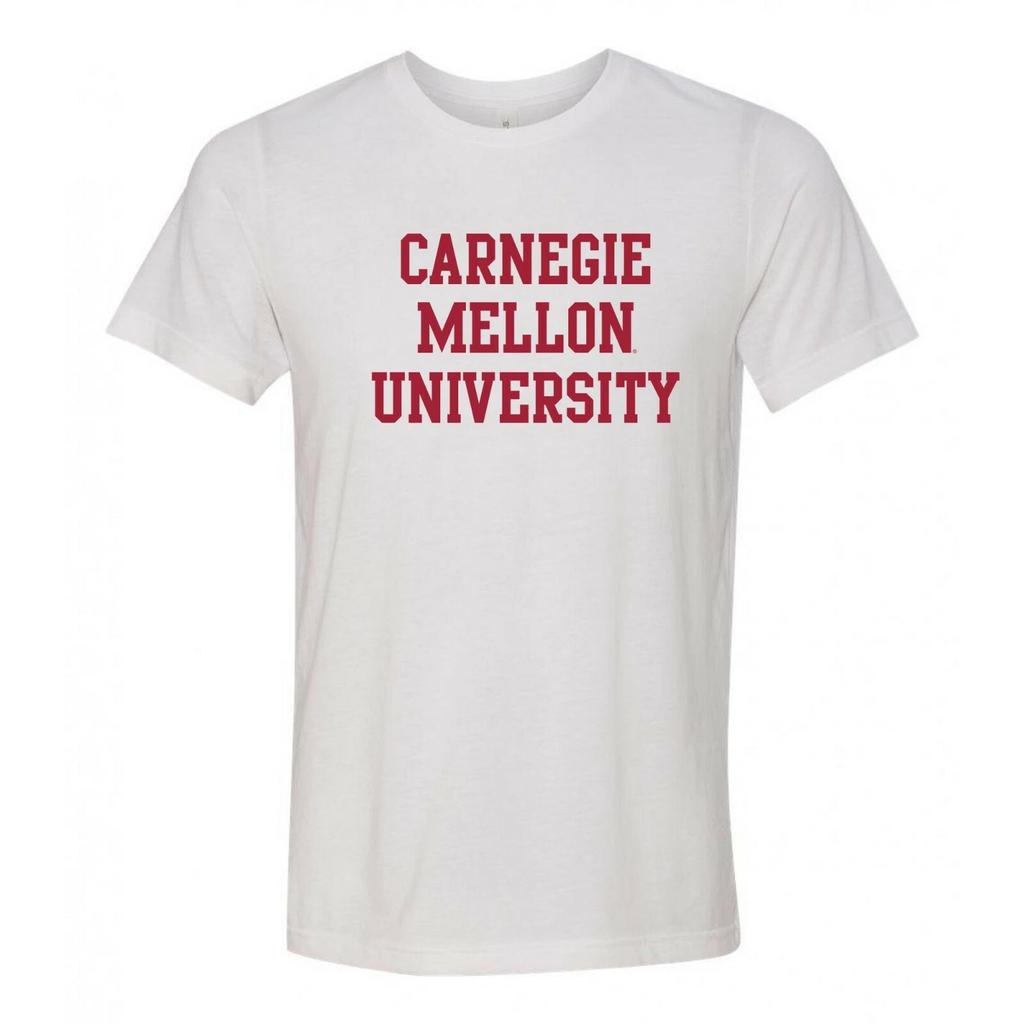 Carnegie Mellon Tartans Basic Block Triblend T-Shirt - White