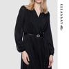 ELLASSAY French V-Neck Cinched-Waist Midi Dress