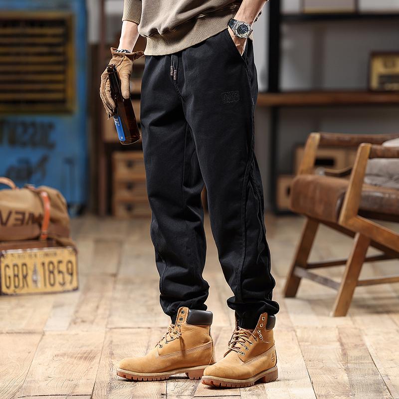 2025 Men's American Retro Harem Overalls - Thickened Spring/Autumn Casual Pants