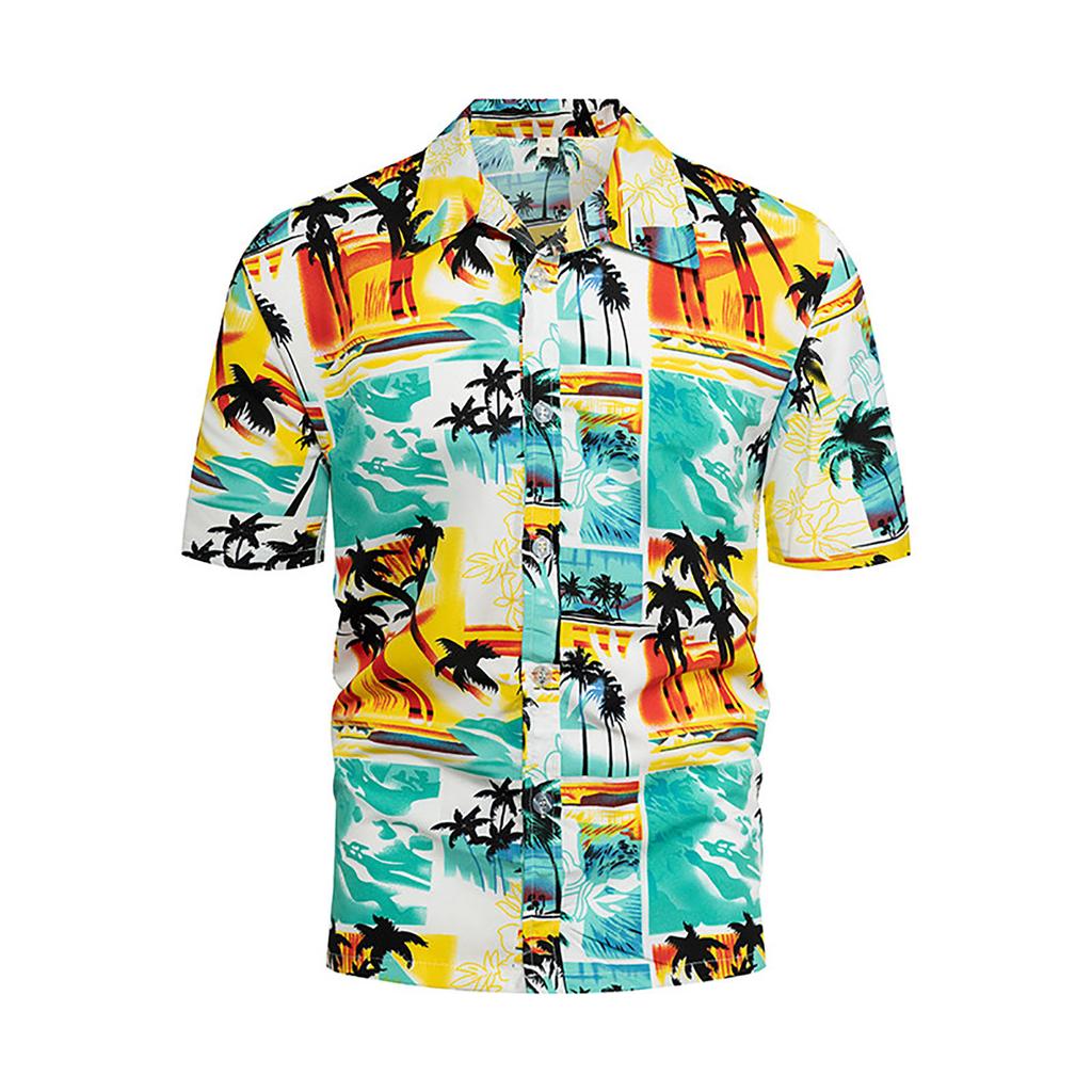 Camicie hawaiane floreali da uomo Camicie da spiaggia abbottonate a maniche corte