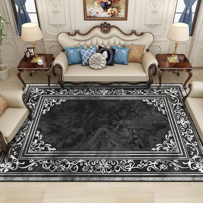 Alfombra de Lujo Estilo Chino Negro Dorado Alfombras para Sofá de Sala de Estar Antideslizantes Alfombra para Dormitorio Junto a la Cama Decoración del Hogar Alfombrillas Lavables para el Suelo 60x90cm door mat