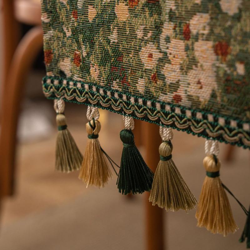 Jacquard Tassel Table Runner Long Strip Thick Wear-resistant Retro Countryside Home Kitchen Restaurant Decoration Table Runner