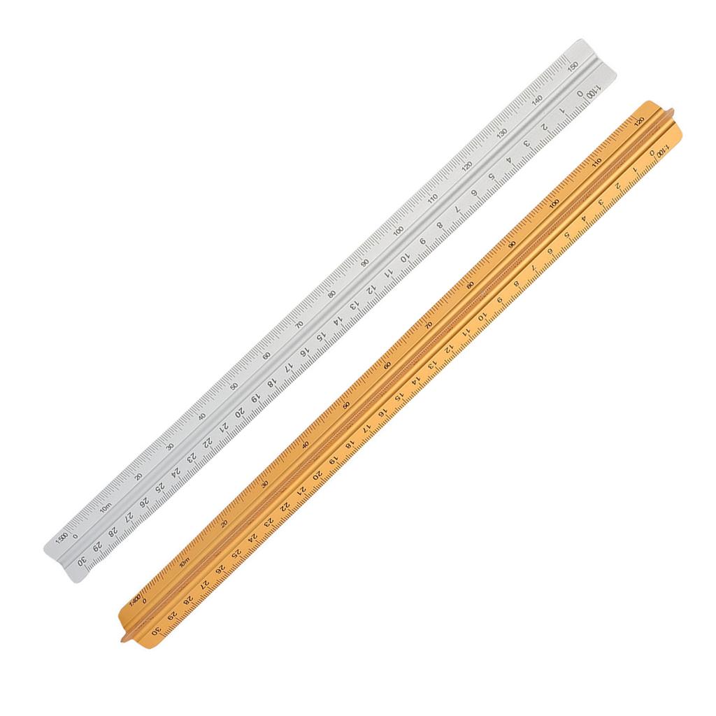 Architectural Scale Ruler 30cm Range Aluminum Accurate Concave Design Multifunctional Triangle Draft