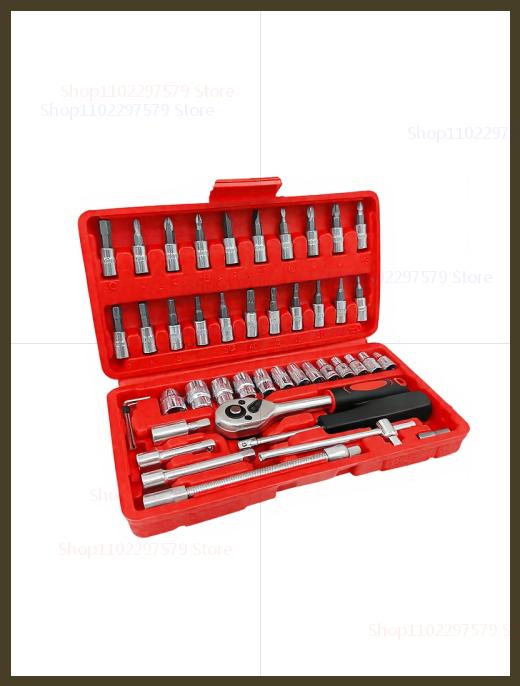 46-teiliges Motorrad-Steckschlüsselset 1/4-Zoll-Antrieb Ratschenschlüssel-Satz für Auto-Fahrradreparatur Autowartungswerkzeuge