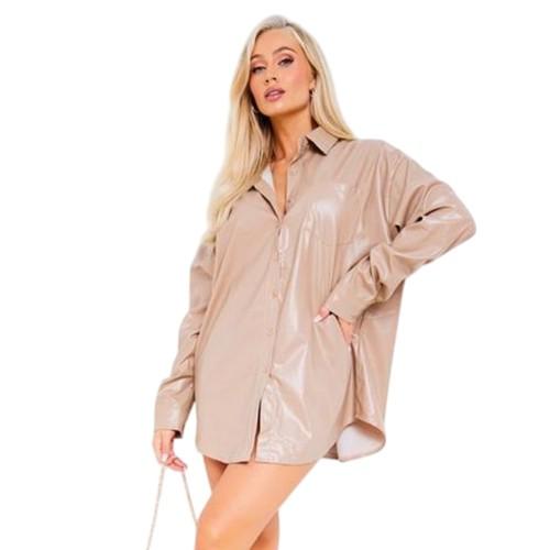 Missy Empire Womens/Ladies Faux Leather Pocket Shirt Dress