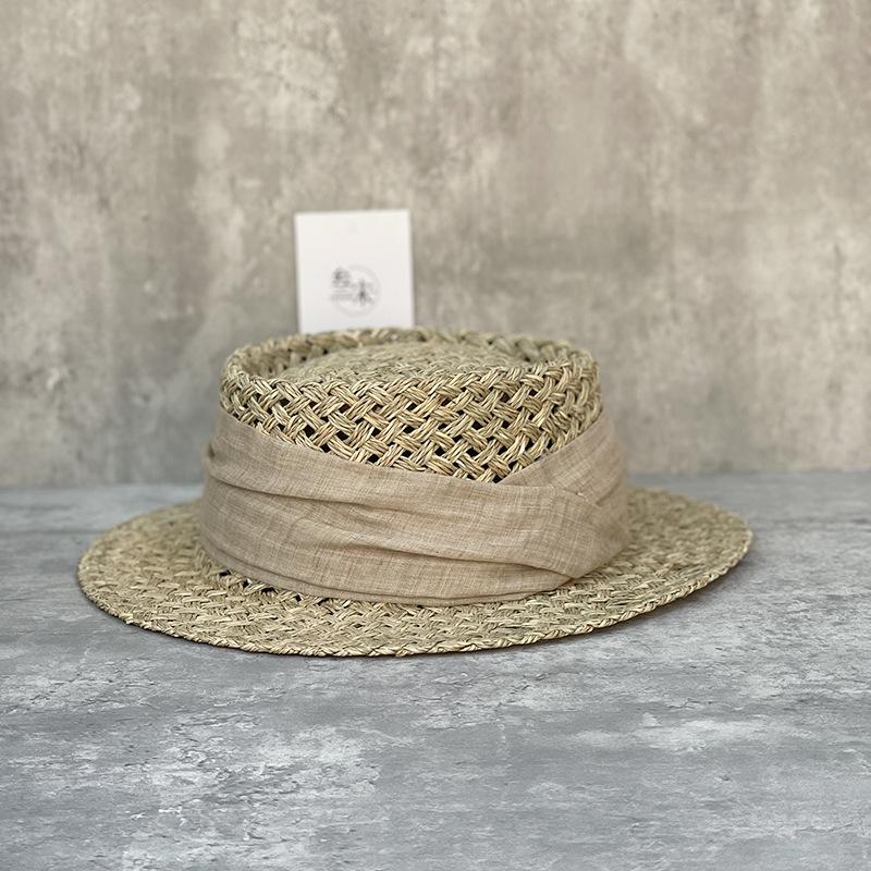 French Vacation Straw Hat Women's Salty Straw Woven Concave Top Top Hat Summer Sun Protection Visor Retro Versatile Casual Beach Hat