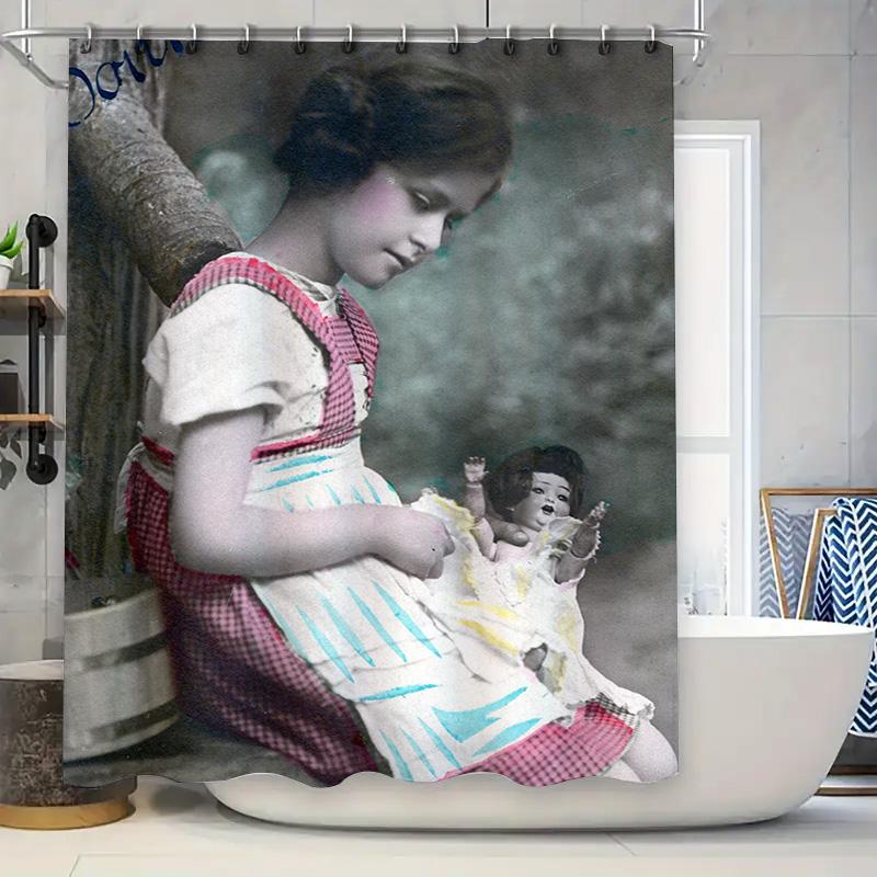 

4D Cute Cartoon Cat Shower Curtain Waterproof Fabric Bathroom Decor Set for Home Available in Multiple Sizes 90x180cm