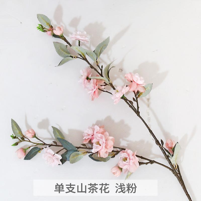 2-Pronged Artificial Camellia Flower Wedding Floor Arrangement Living Room Decor Ornament Furniture Decor