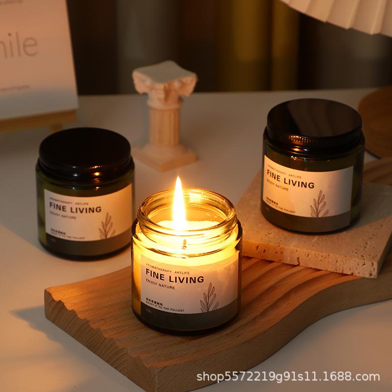 Brown Scented Soy Wax Candle - Small, Smokeless & Long-Lasting for Bedroom Aromatherapy