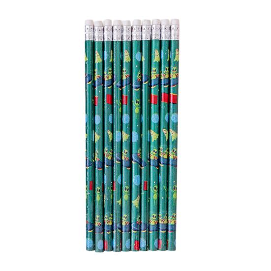 

10Pcs Space-Themed HB Pencils with Eraser Cartoon Planet Design Kids Pencils Smooth Writing Comfortable Grip Pencil for School Homework And Classroom зелёный