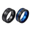 8mm Black Tungsten Steel Ring with Brushed Outer and Hammered Inner Finish - Style TCR-104B07.