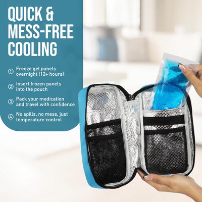 ONYXNEO Dia-Cool Pro Insulin Cooler Travel Case Pouch with 2 Ice Gel Packs (6–8 Hour Insulin Cooling Support) - Cooler Portable Insulin Bag for D