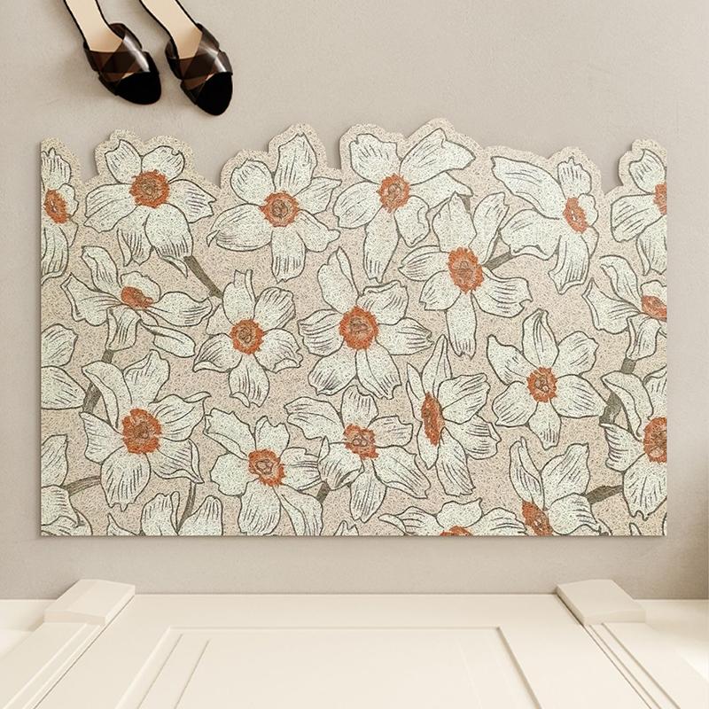 PVC Front Door Anti Slip Foot Mat, Can Be Cut Blanket, Entrance Floor Mat, Advanced  New Wave Silk Ring