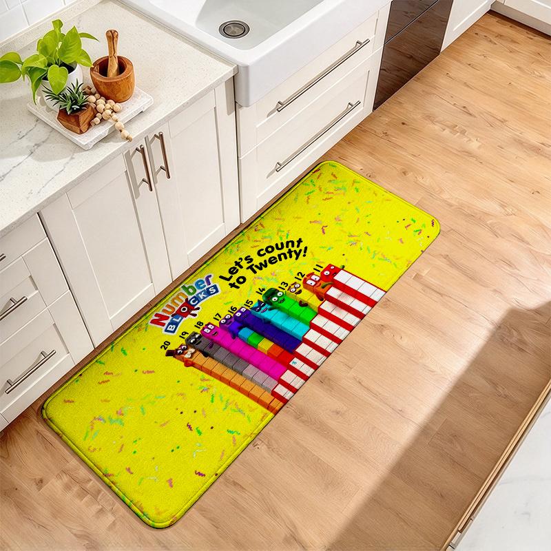 Numberblocks Flannel Kitchen Mat Christmas Soft Area Rug Non Slip Floor Carpet Home Decoration