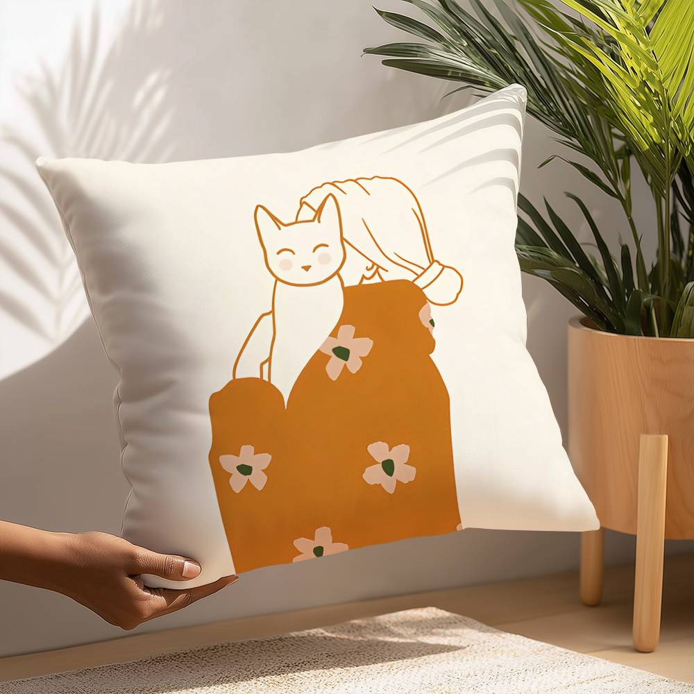 Minimalistisches Niedliches Tier Wandkunst Kissenbezug Plüschstoff Weicher Kissenbezug Doppelseitiger Druck Kissenbezug Haushaltsgeschenke