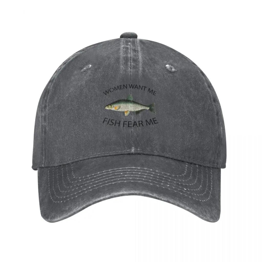 Women want me fish fear me Baseball Cap Fishing cap Wild Ball Hat Brand Unisex cap hiking hat Elegant Womens Hats Unisexs