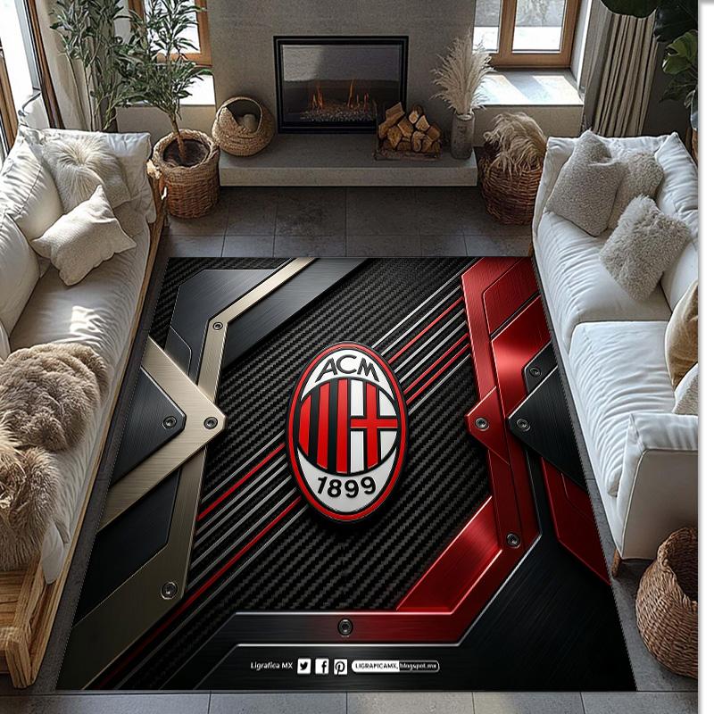 AC Milan Printed Flannel Area Rug Non Slip Soft Polyester Floor Carpet Indoor Decor Mat for Bedroom Living Room Sofa Game Room Home Decoration