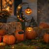 Seasonal Patio And Porch Decor Halloween Solar Garden Stake Light, Black Cat Pumpkin On Crescent Moon with Waterproof Stakes for Flower Beds