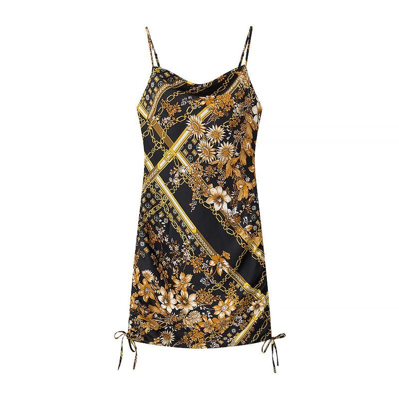 Araltay New Arrival Women's Clothing Fashion Style Fashion All-Match French Style Casual Style Side Drawstring Print Dress