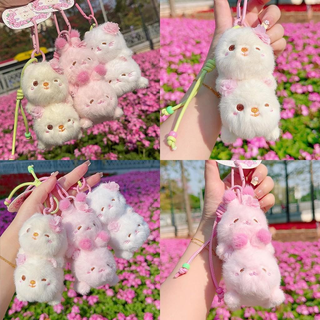 Sakura Season Cat Bear Rabbit Plush Animal Keychain With Soft Plush Material For Gift Giving