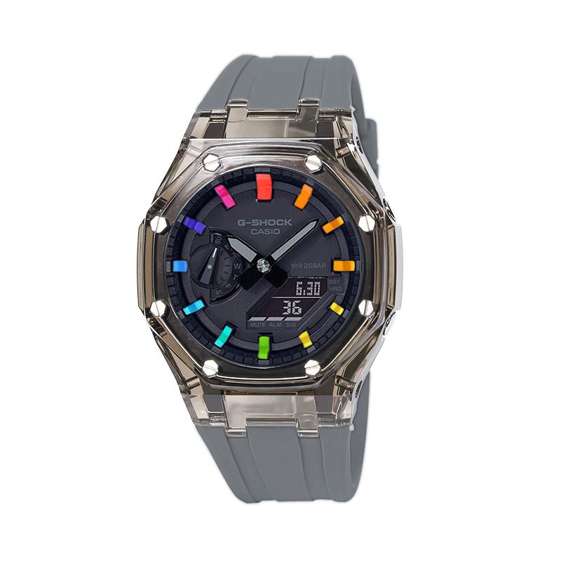 Casio Unisex Liquid Crystal/Analog Dual Display Series Black Watch GA-2100-1A1(Watch4--)