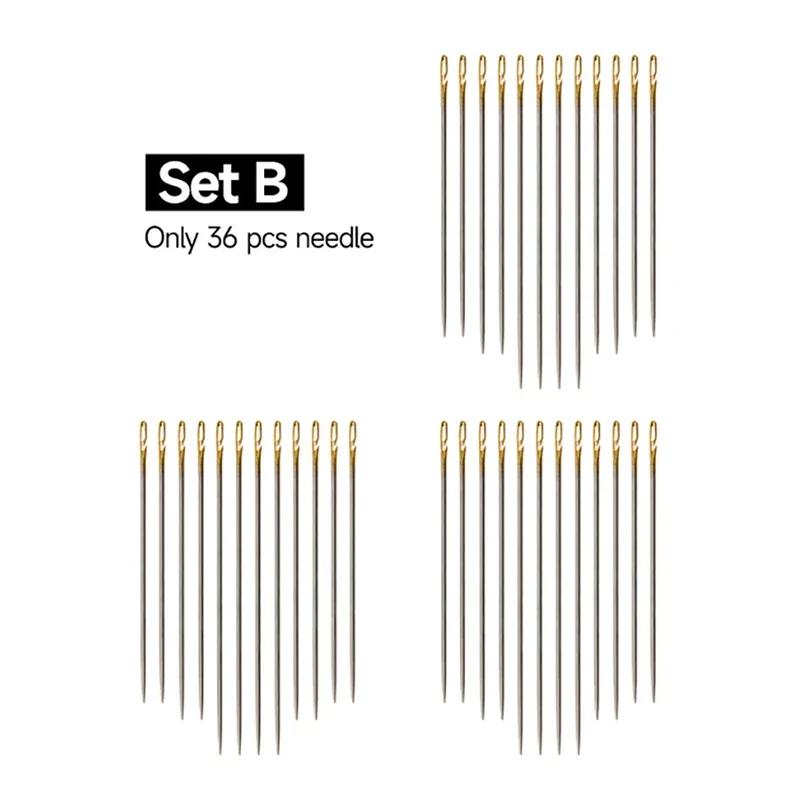 12/36Pcs Blind Needle Elderly Needle-side Hole Hand Household Sewing Stainless Steel Sewing Needless Threading Diy Jewelry