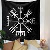 Viking Vegvisir Compass Symbol Design Patterned Tapestry Decorative Wall Hanging, Home Bedroom Living Room Decor