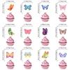 Butterfly Cake Toppers Set Party Supplies Hanging Swirls Colorful Banners Paper Texture for Creative Butterfly Dessert