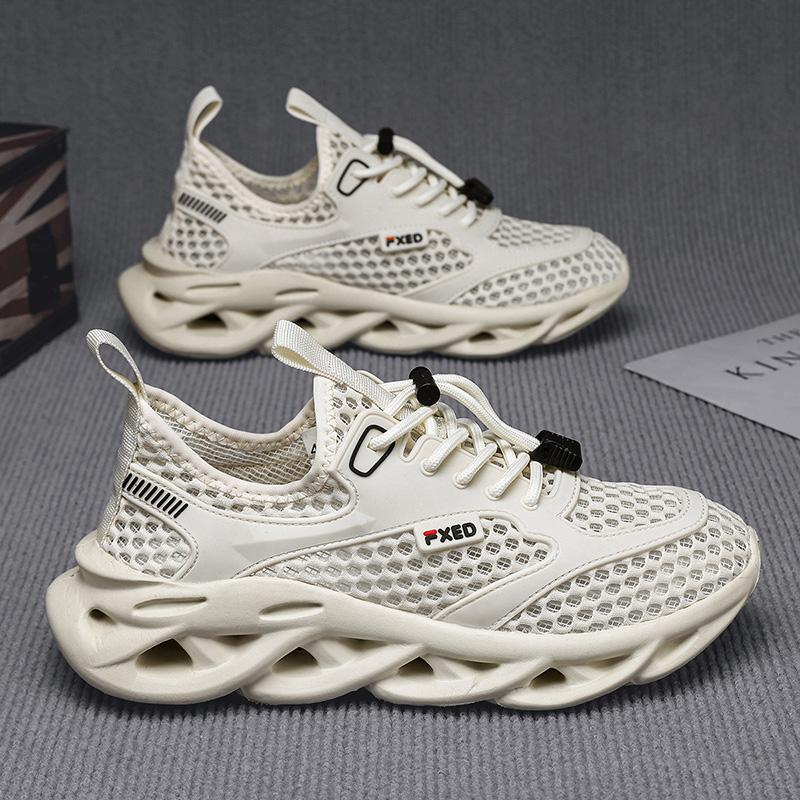 

YRZL Мужские кроссовки для бега Дышащая сетка Мягкая подошва Противоскользящие Повседневные кроссовки Легкие Удобные Спортивные туфли 43 бежевый