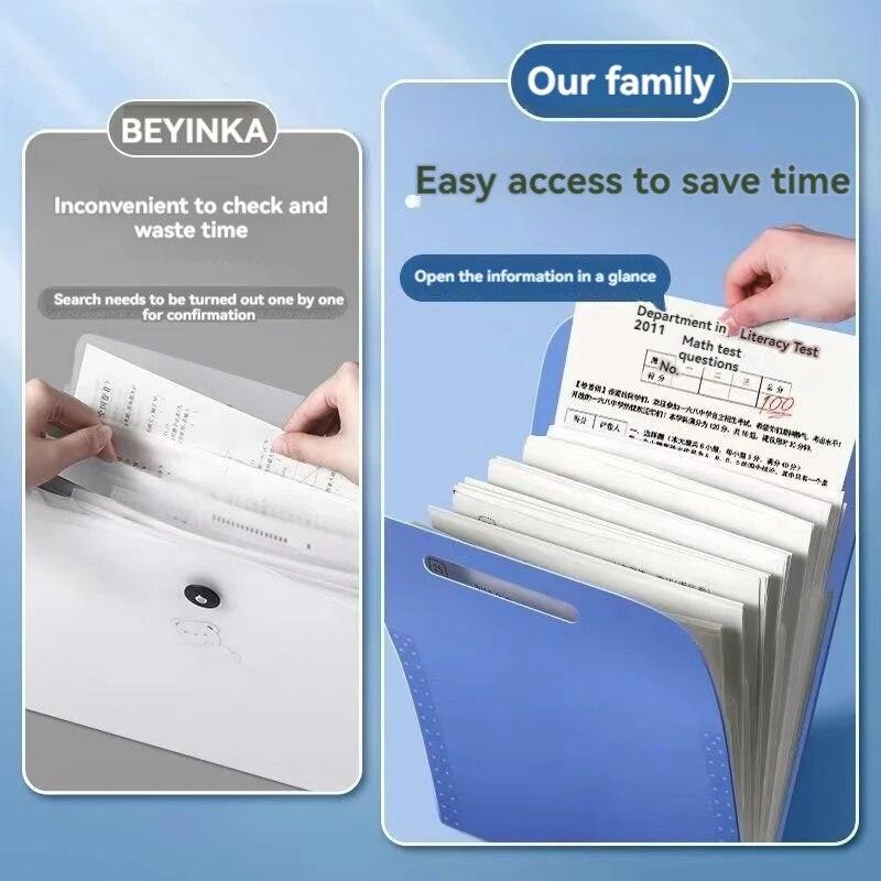 13-lommers mapper Bærbare A4 Brevstørrelse Macaronfarge Trekkspill Dokumentorganisator for Klasserom Kontor Hjemmeoppbevaring