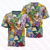 Pokemon Japanese Anime Pikachu Snorlax Boys Short Sleeve T-Shirt Pocket Monster Cartoon  3D Print Summer Men's Breathable Tops